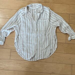 Striped White and Tan Shirt